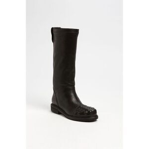 Latitude Black Leather studded Riding Boot 36